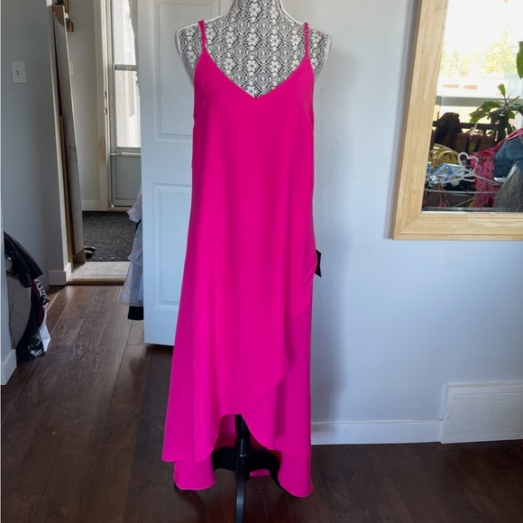 NWT Lulus Hot Pink Sweet Surprise Wrap High Low Dress. Medium. - Picture 5 of 10